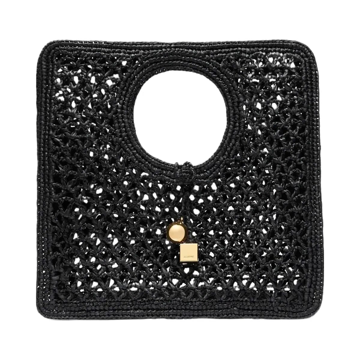 Jacquemus The Spiaggia Small Square Bag Small Square Raffia Bag Black
