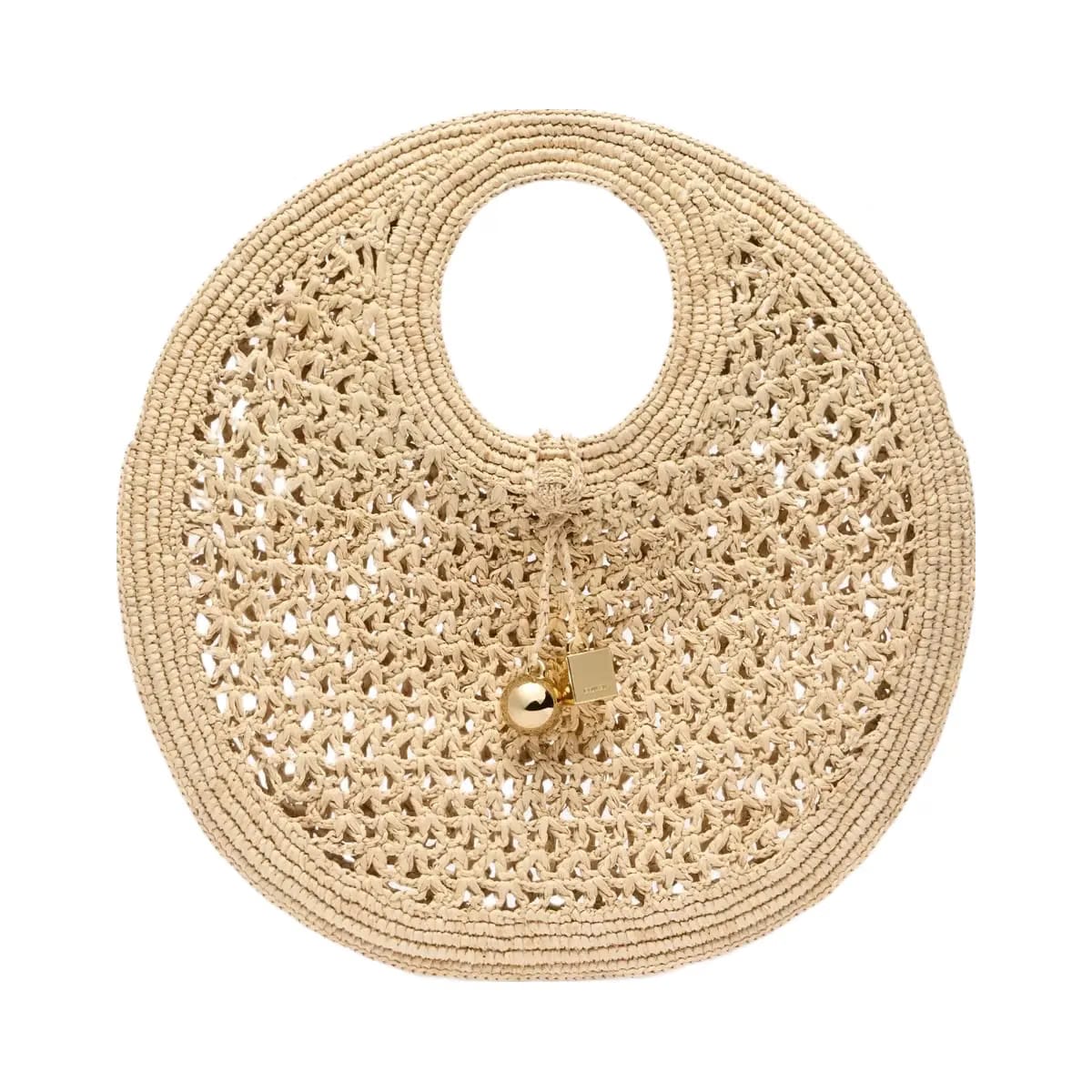 Jacquemus The Spiaggia Small Round Bag Small Raffia Circle Bag Natural