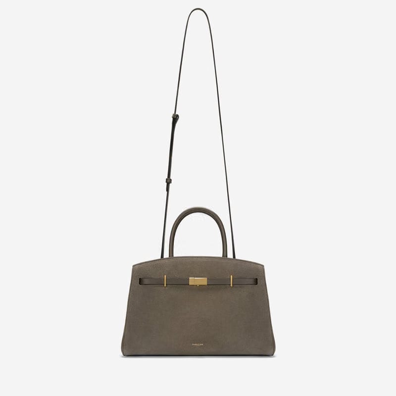 DeMellier The Midi Hudson deep olive suede & deep olive smooth