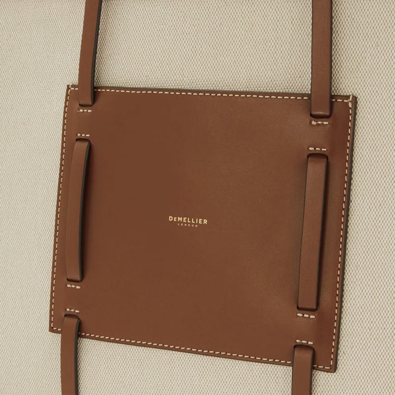 Demellier The Capri Salt & Pepper Canvas Tan Smooth