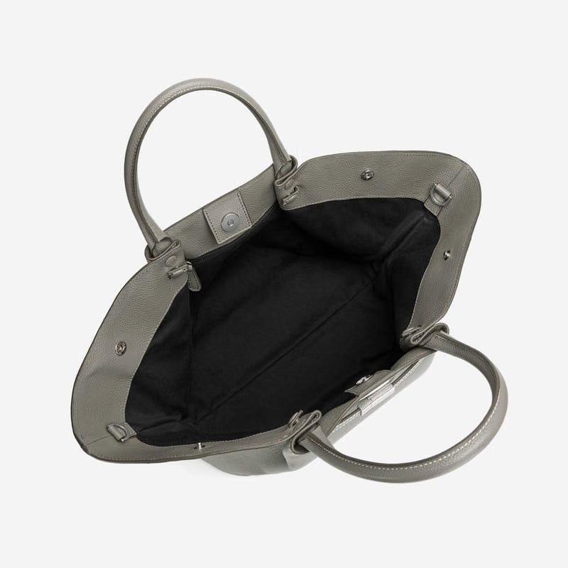 DeMellier The Midi New York stone grey small grain ecru stitching