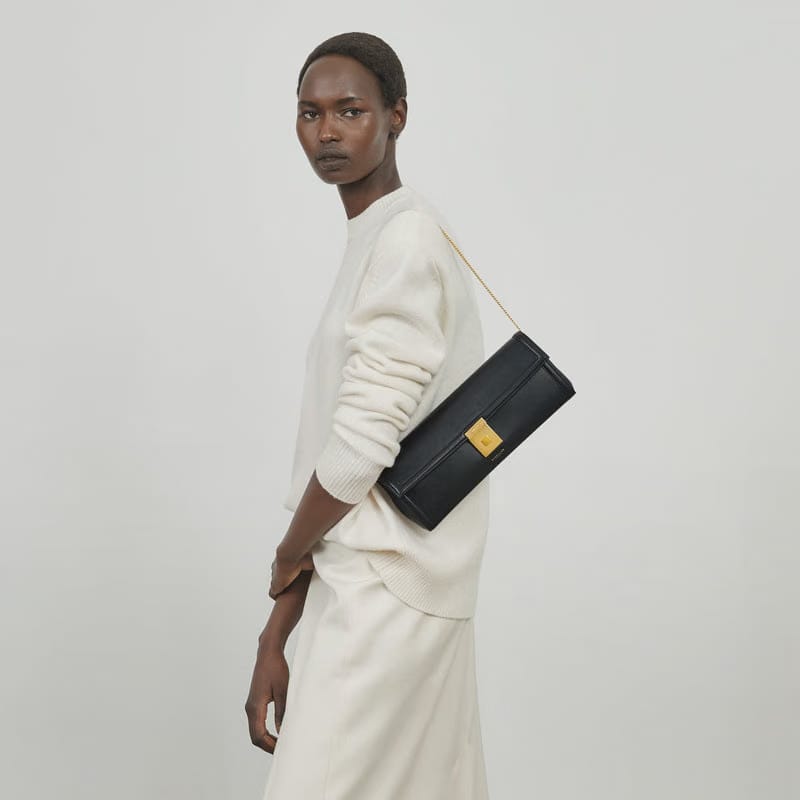 DeMellier The Paris Clutch black smooth