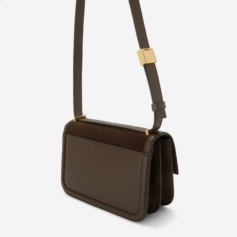DeMellier The Paris Crossbody mocha suede & mocha smooth