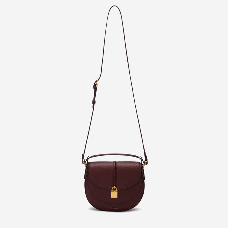 DeMellier The Siena Saddle burgundy small grain