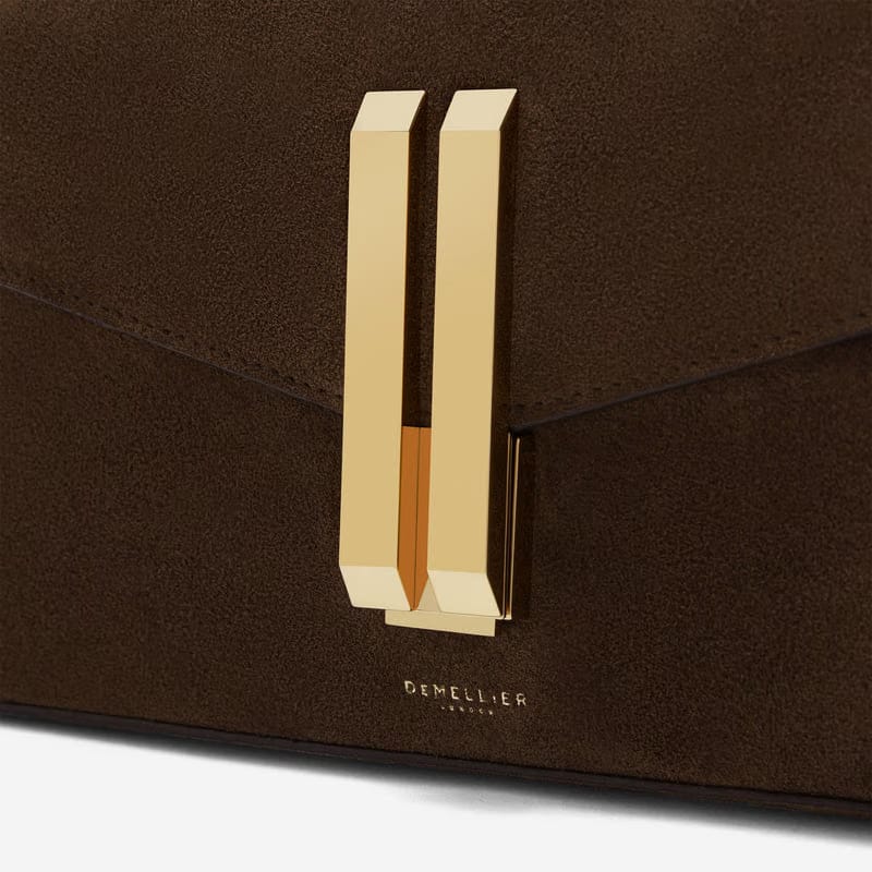 DeMellier The Vancouver Clutch mocha suede & mocha smooth