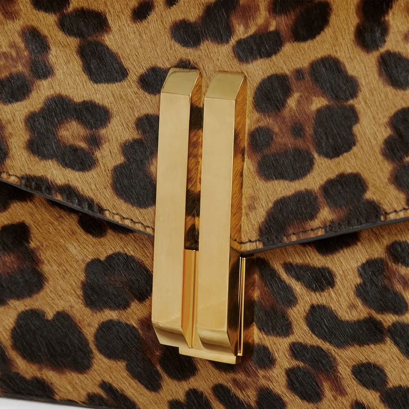 DeMellier The Vancouver Clutch leopard-effect calf hair & black smooth