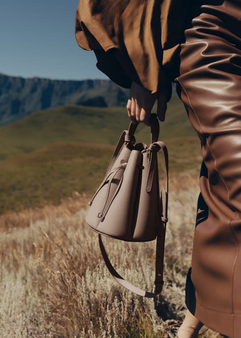 Polene Numero Huit Mini Textured Taupe