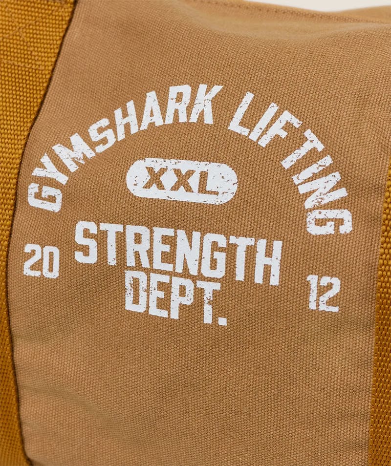 Gymshark Strength Dept Mini Canvas Duffle Bag Antique Gold