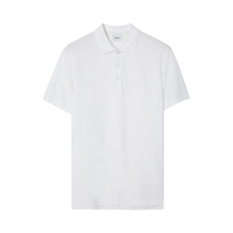 Burberry Embroidered Oak Leaf Crest Piqué Polo Shirt White
