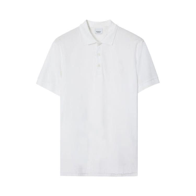 Burberry Embroidered Oak Leaf Crest Piqué Polo Shirt White
