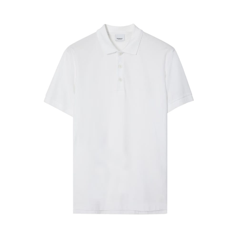 Burberry Embroidered Oak Leaf Crest Piqué Polo Shirt White