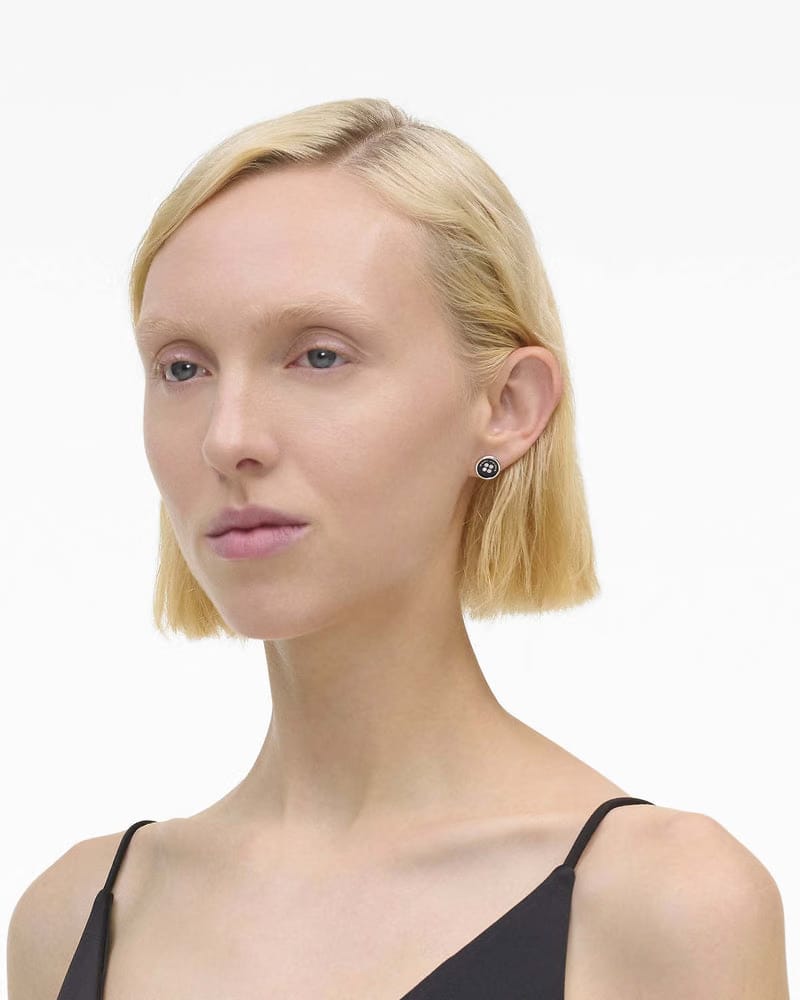 Marc Jacobs Marc Jacobs The Button Stud Earrings Silver/Black Silver/black