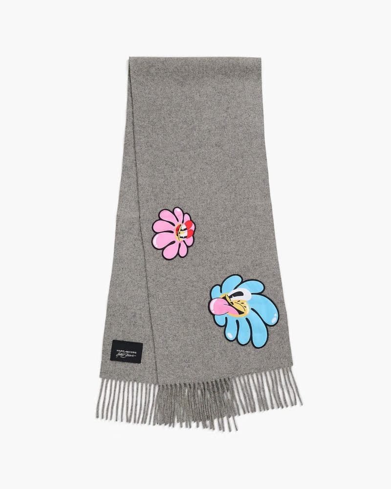 Marc Jacobs Marc Jacobs Hattie Stewart x Marc Jacobs Daisy Wool Scarf Grey Multi Grey Multi