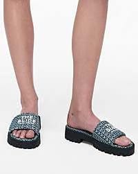 Marc Jacobs Marc Jacobs The Denim Monogram Lug Sole Slide Sun Faded Denim Sun Faded Denim