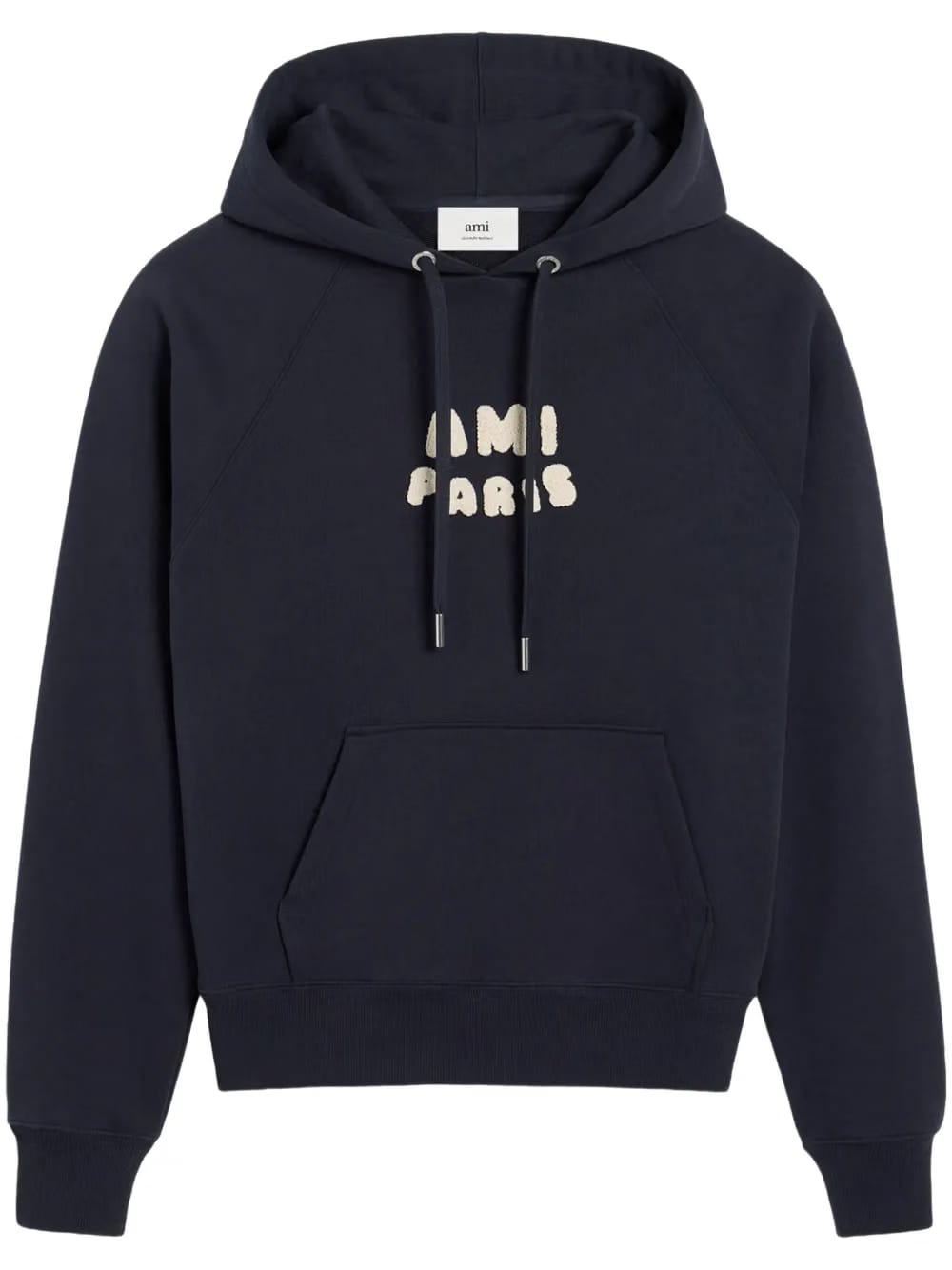 AMI Paris logo-print Hoodie navy blue