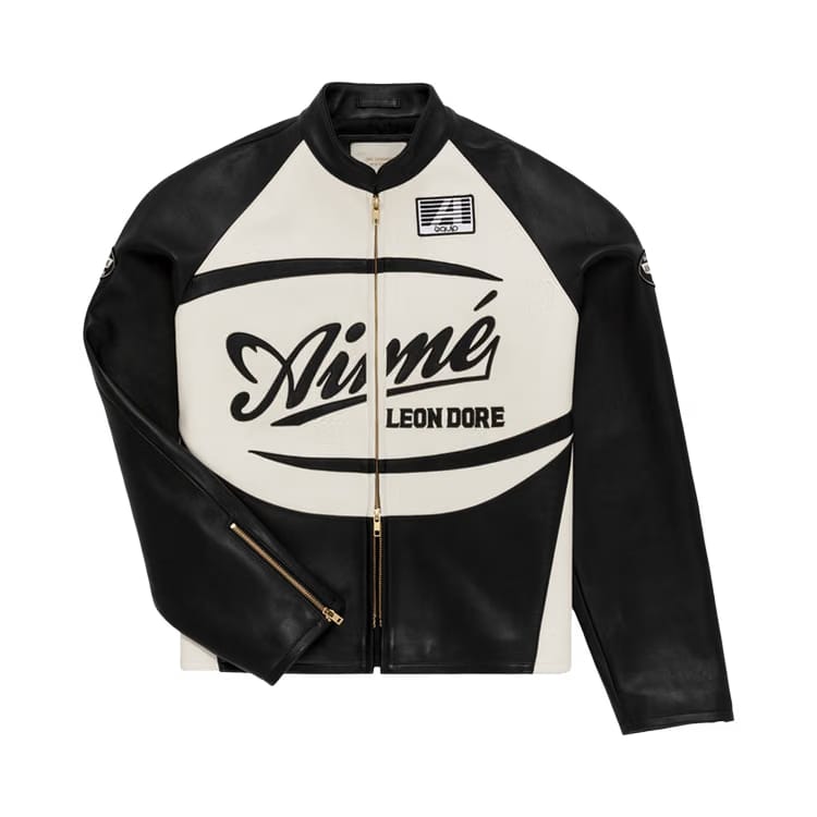 Aimé Leon Dore Leather Café Racer Jacket Jet Black