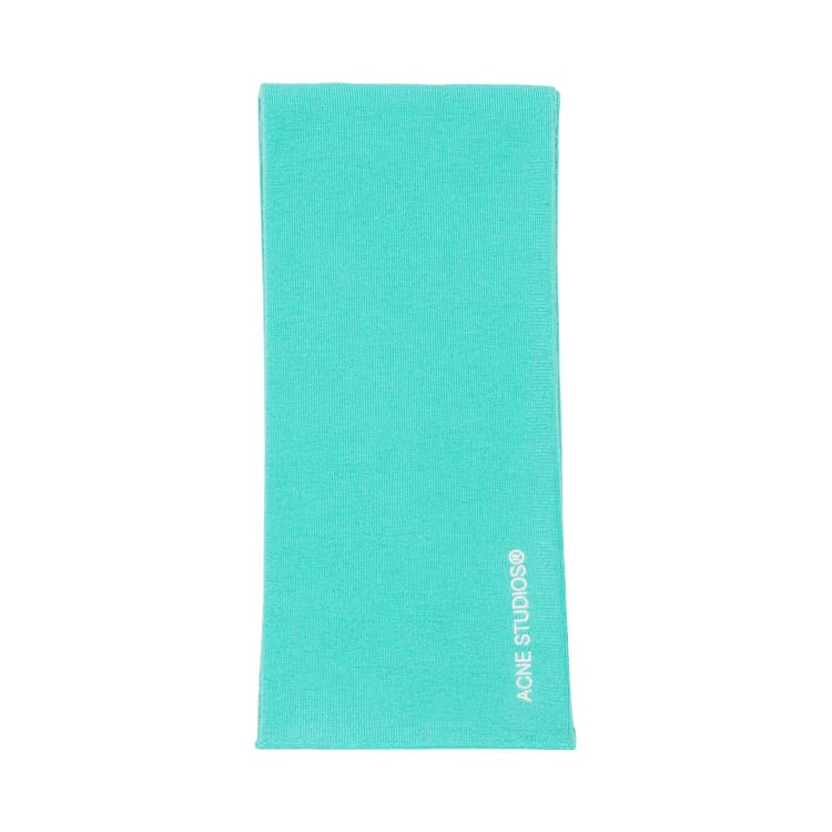 Acne Studios Logo Embroidered Scarf Turquiose Blue