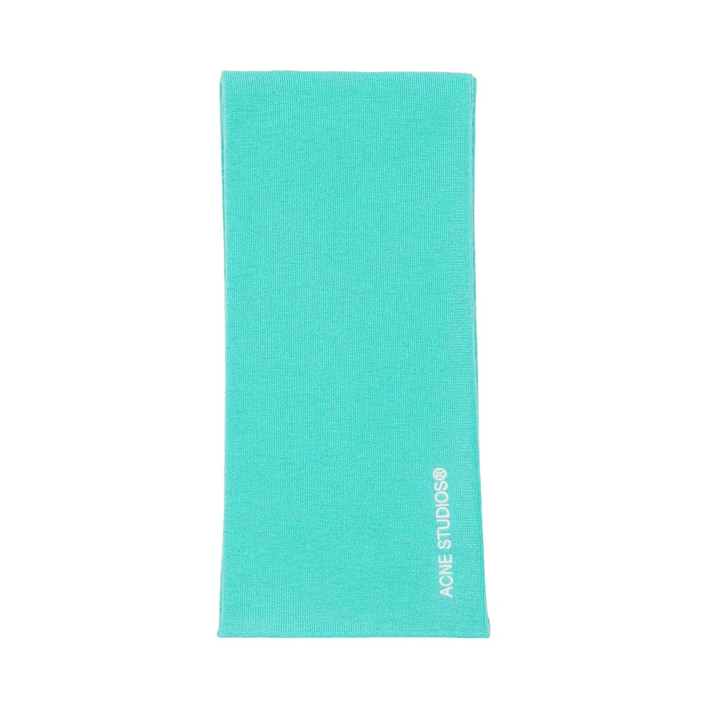 Acne Studios Logo Embroidered Scarf Turquiose Blue