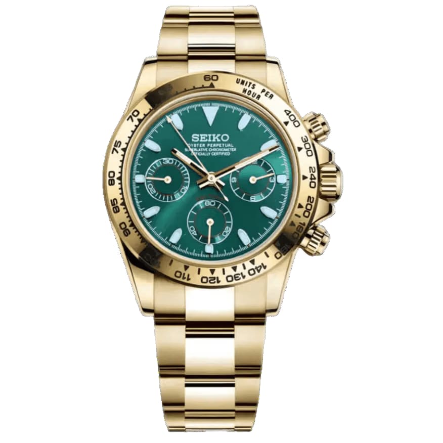 SEIKO MOD DAYTONA Gold Green Dial