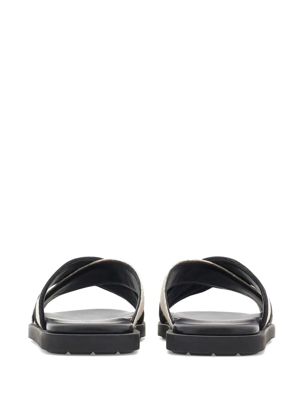 Ferragamo crossover-strap cotton sandals light beige/black