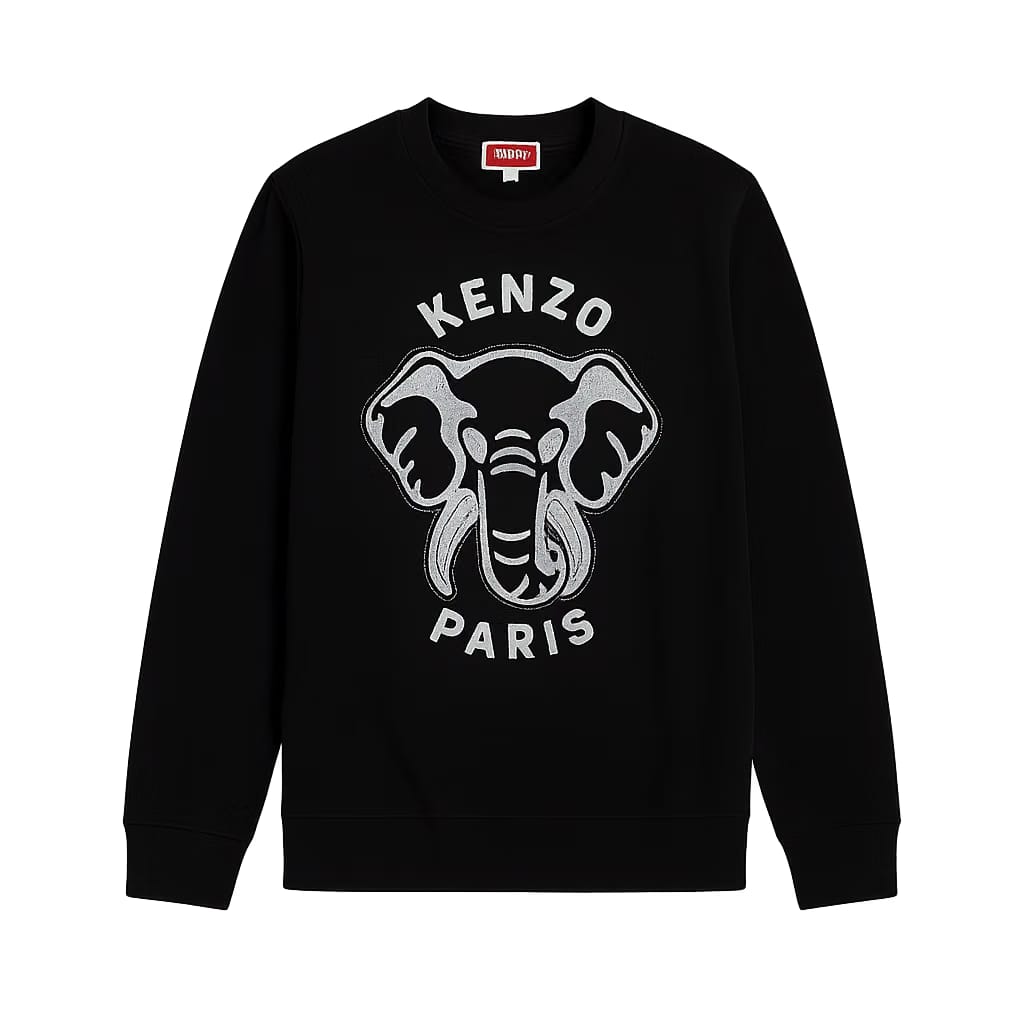 Kenzo Elephant Varsity Jungle embroidered black sweatshirt