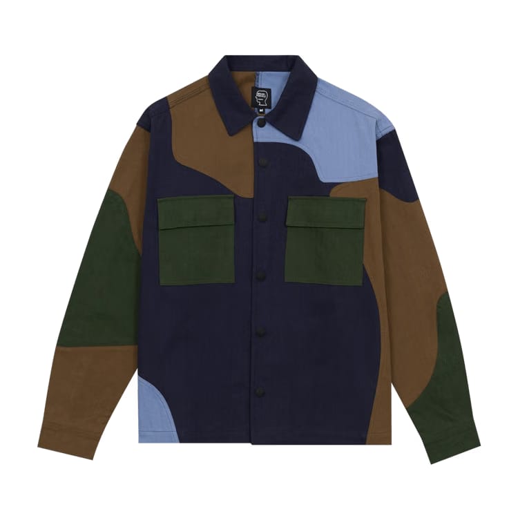 Brain Dead Patchwork Military Field Shirt Jacket Navy