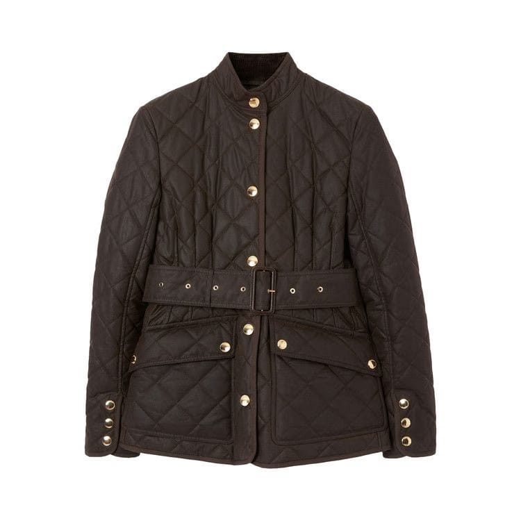 Burberry Quilted Waxed Jacket Dark Brown