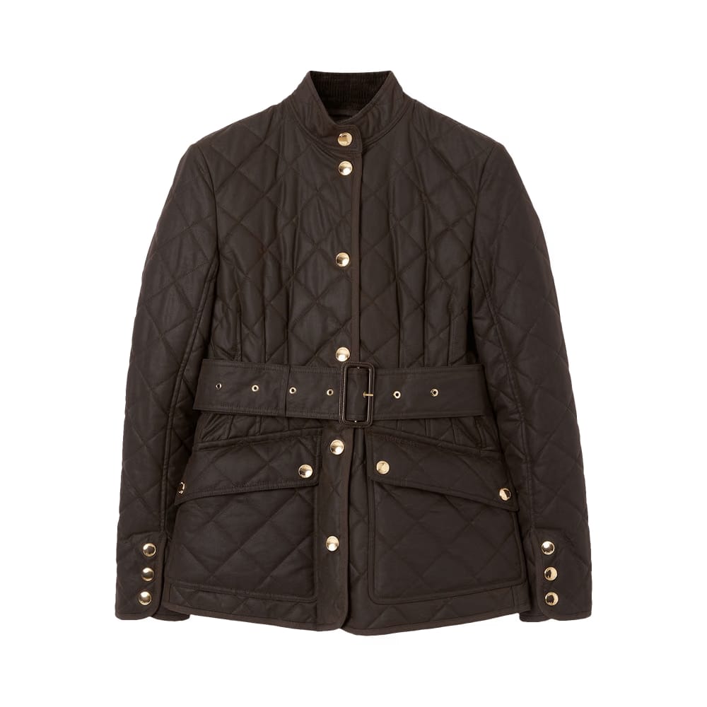 Burberry Quilted Waxed Jacket Dark Brown