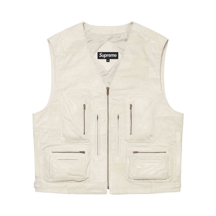 Supreme Patchwork Leather Cargo Vest White