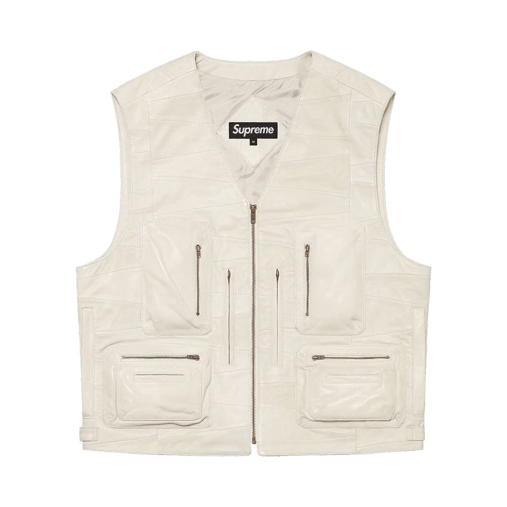 Supreme Patchwork Leather Cargo Vest White