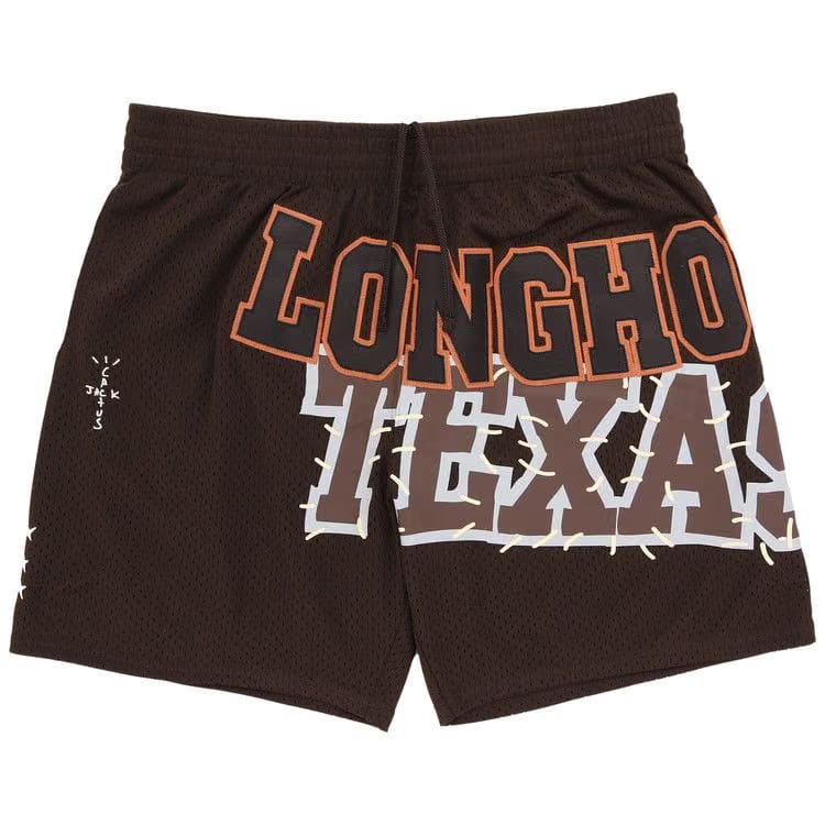 Cactus Jack by Travis Scott x Mitchell & Ness University Of Texas Shorts Brown