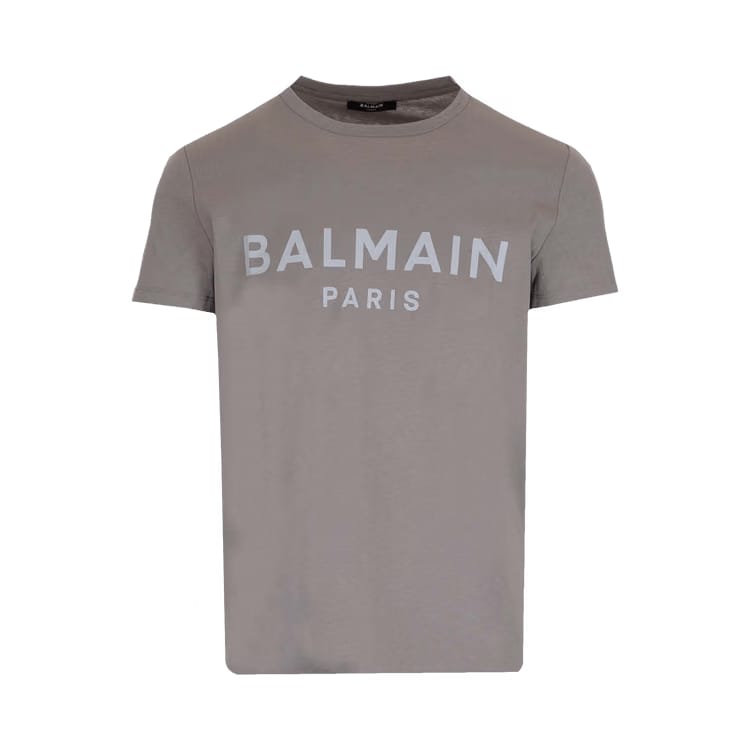Balmain Printed T-Shirt Gris Fonce/Blau Clair