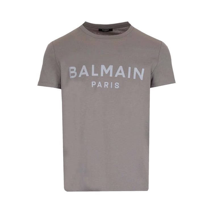 Balmain Printed T-Shirt Gris Fonce/Blau Clair