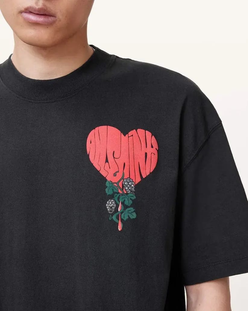 ALL SAINTS SOWN PRINTED OVERSIZED CREW NECK T-SHIRT