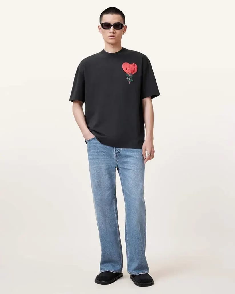 ALL SAINTS SOWN PRINTED OVERSIZED CREW NECK T-SHIRT