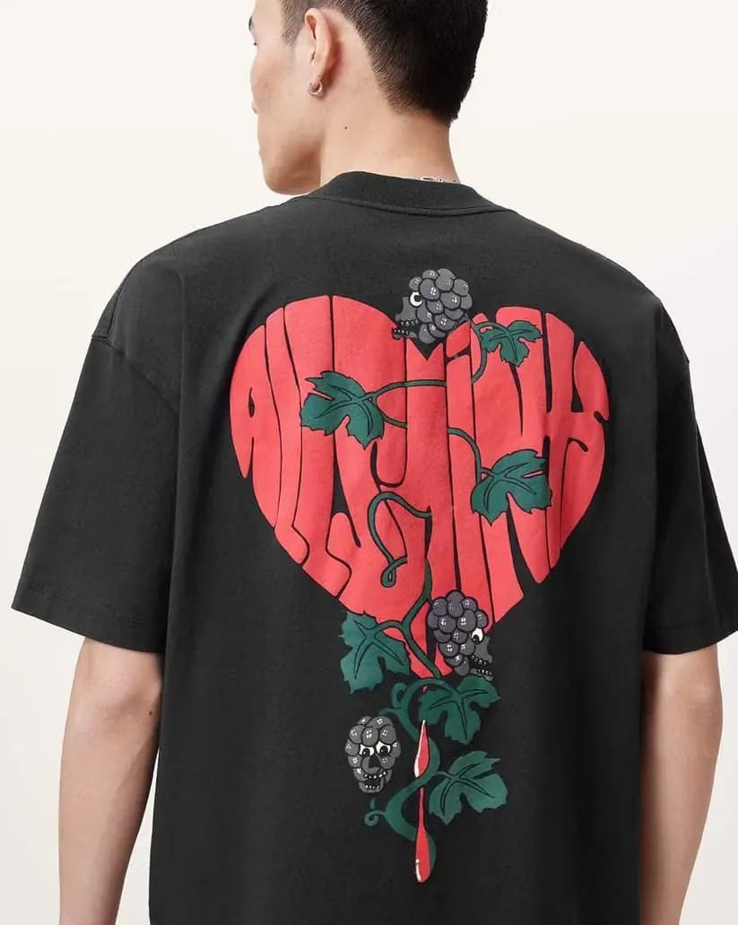 ALL SAINTS SOWN PRINTED OVERSIZED CREW NECK T-SHIRT