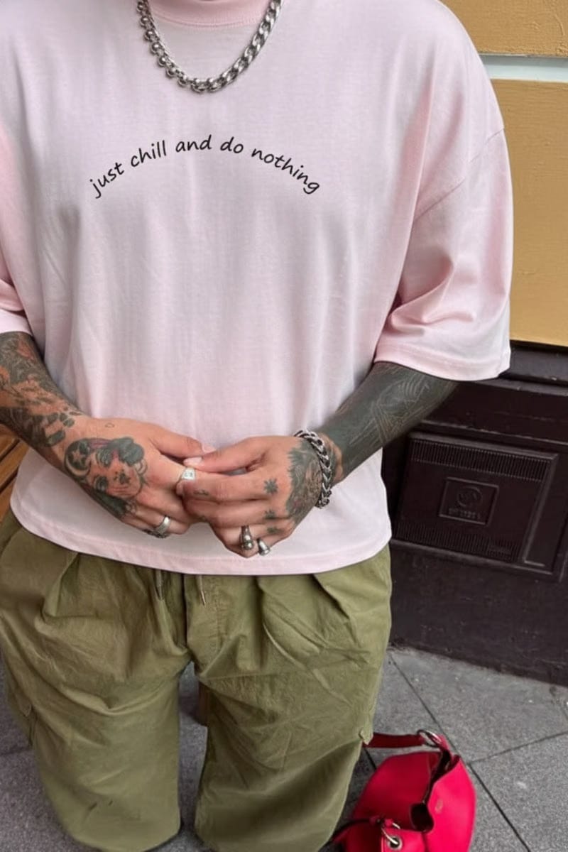 Forfksake Just Chill And Do Nothing Pink T-Shirt