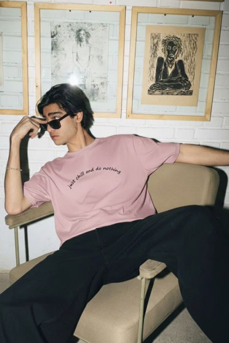 Forfksake Just Chill And Do Nothing Pink T-Shirt