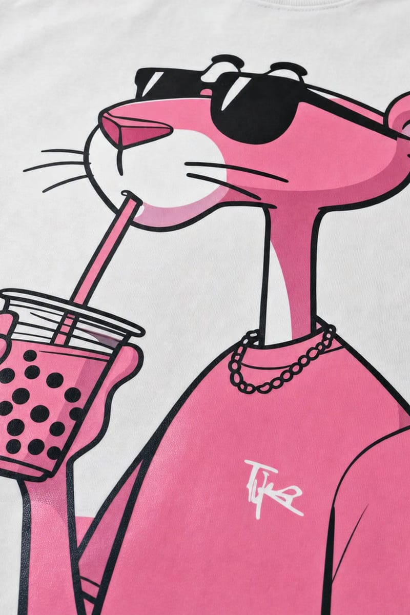 Forfksake Pink Panther Boba Tea White T-Shirt