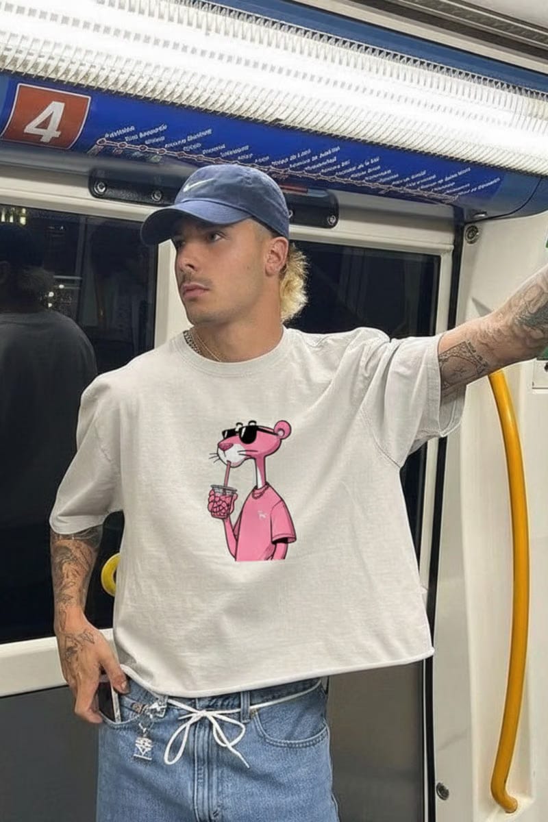 Forfksake Pink Panther Boba Tea White T-Shirt