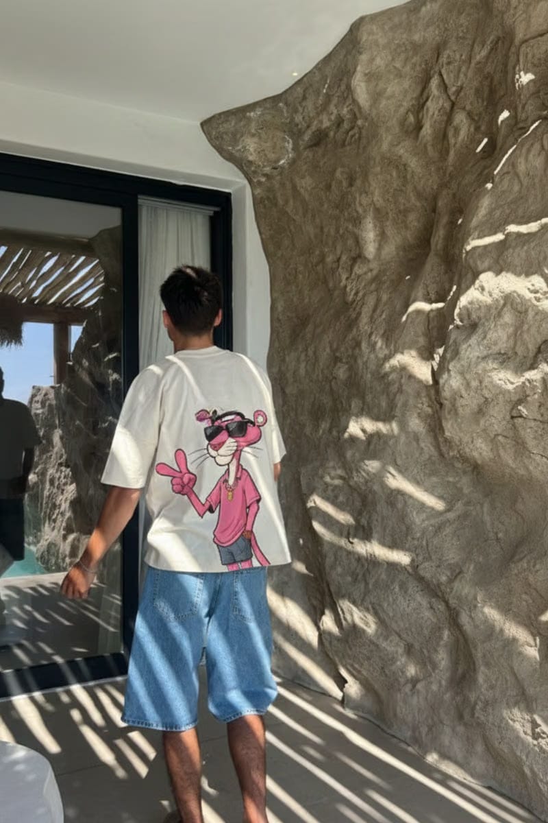 Forfksake Pink Panther White T-Shirt