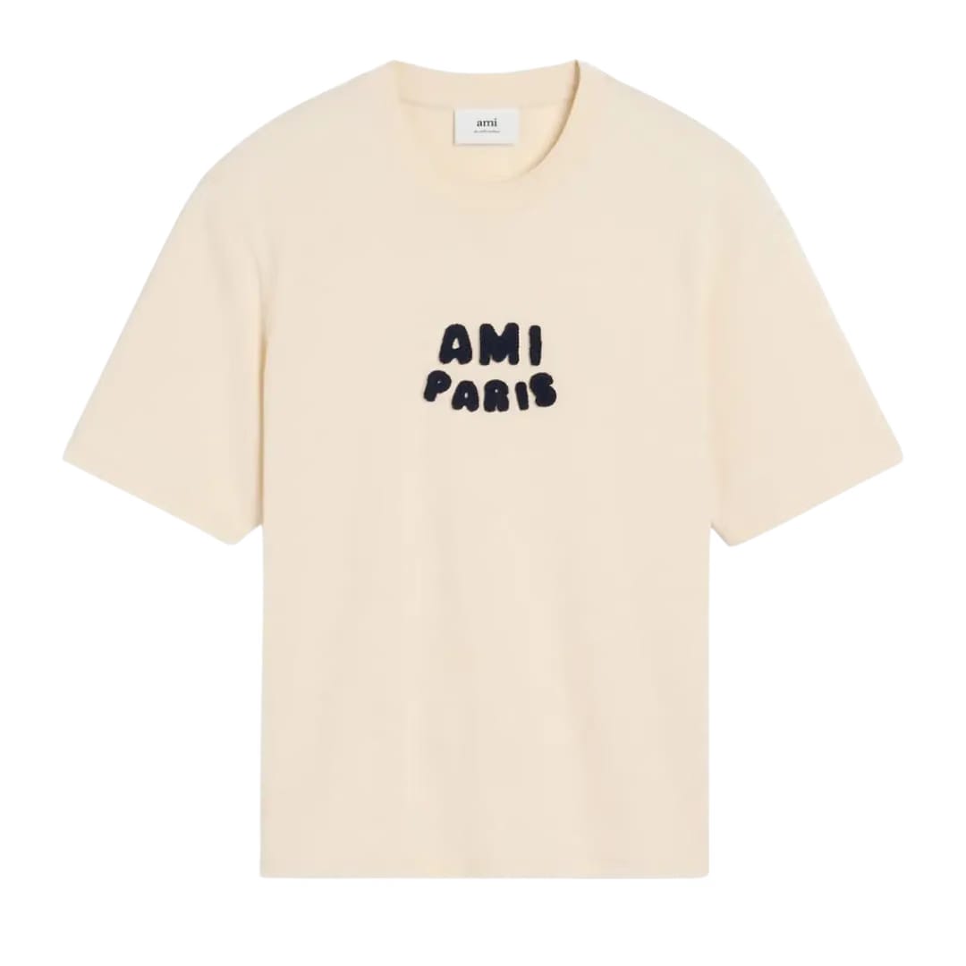 AMI Paris logo-patch T-Shirt light beige