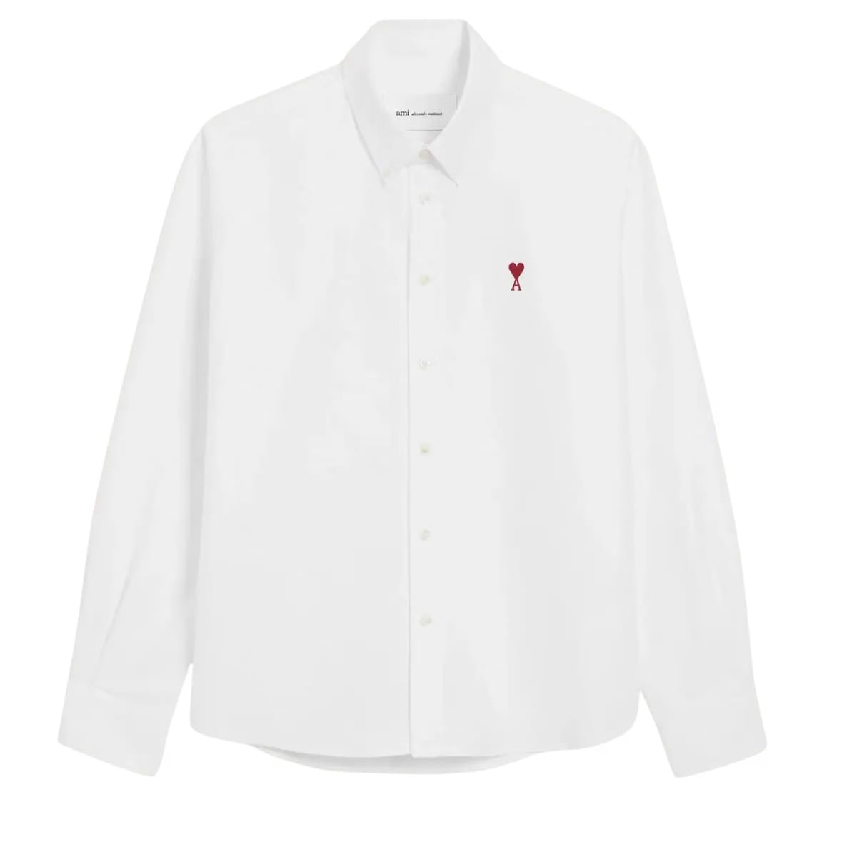AMI Paris White Cotton Button-Down Ami de Coeur Shirt NATURAL WHITE