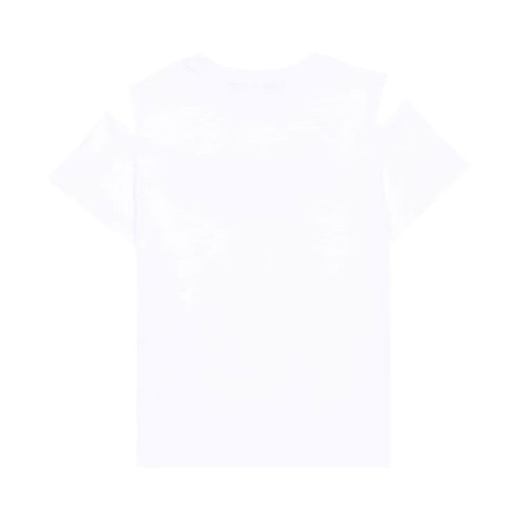 Balmain Kids Logo Printed Cold Shoulder T-Shirt White