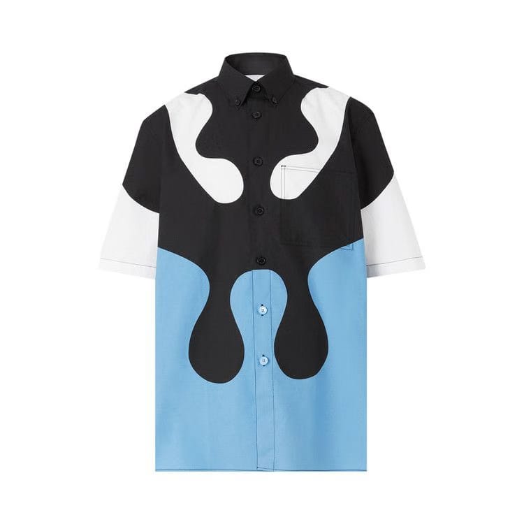Burberry Abstract Print Cotton Button Down Shirt Blue Topaz