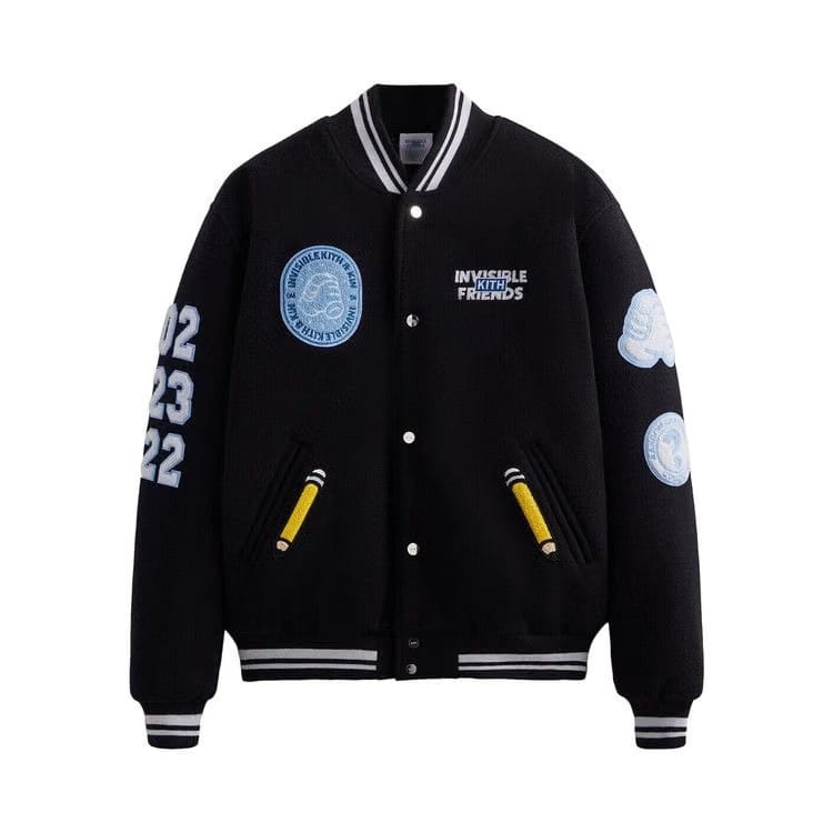 Kith x Invisible Friends Manteco Wool Varsity Jacket Black
