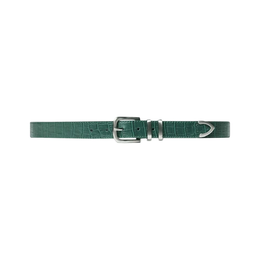 Stussy Gator Leather Dress Belt Green