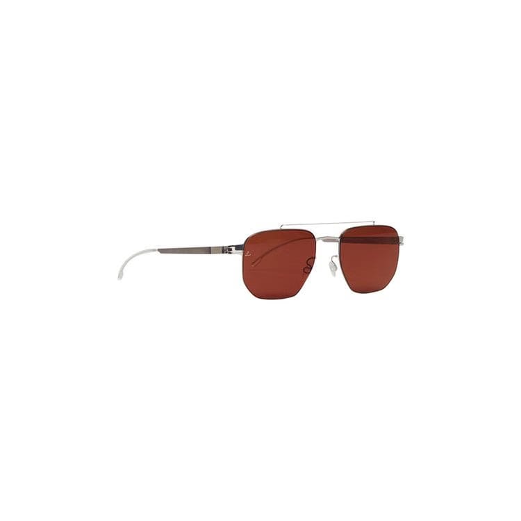 Mykita ML05 Sunglasses Shiny Silver Titan Grey/Leica Amber Solid