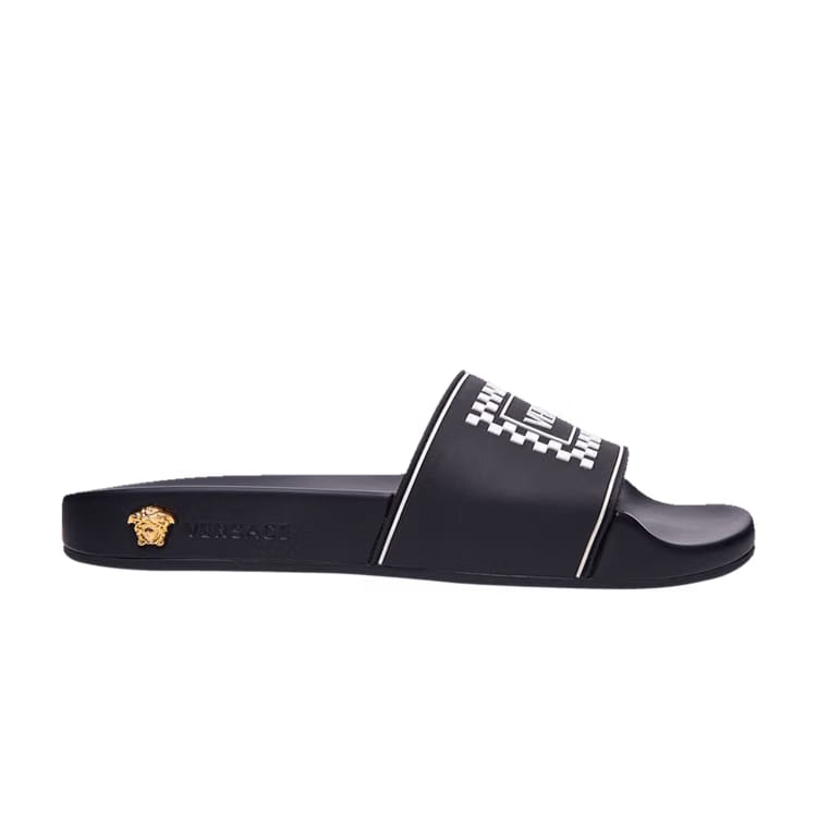 Versace Wmns Logo Pool Slide 'Black Checkerboard'
