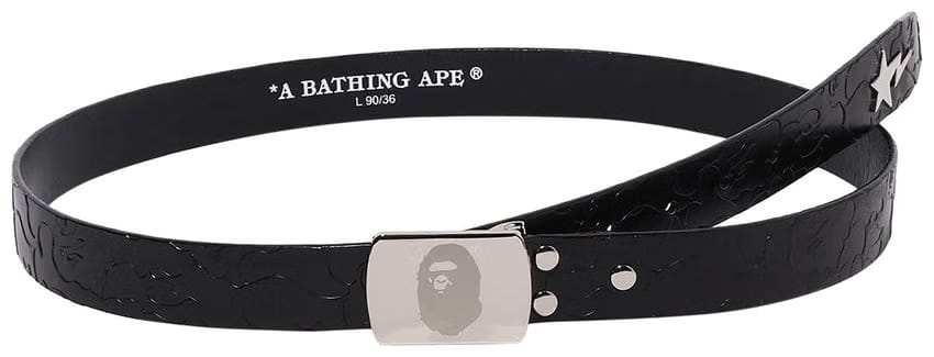BAPE Neon Camo Narrow Leather Belt Black